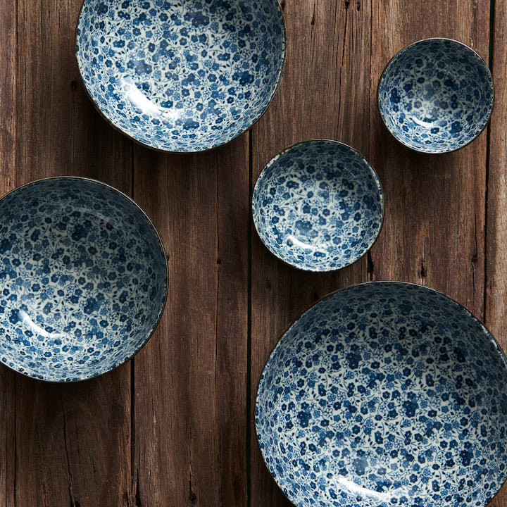 Bowl Organic 16.5cm Blue Daisy Glaze