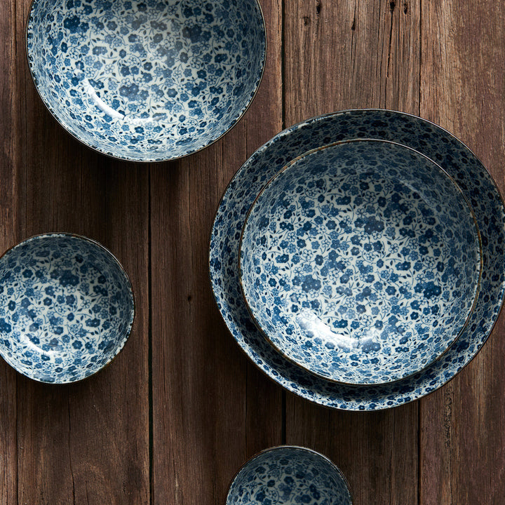 Bowl Organic 16.5cm Blue Daisy Glaze