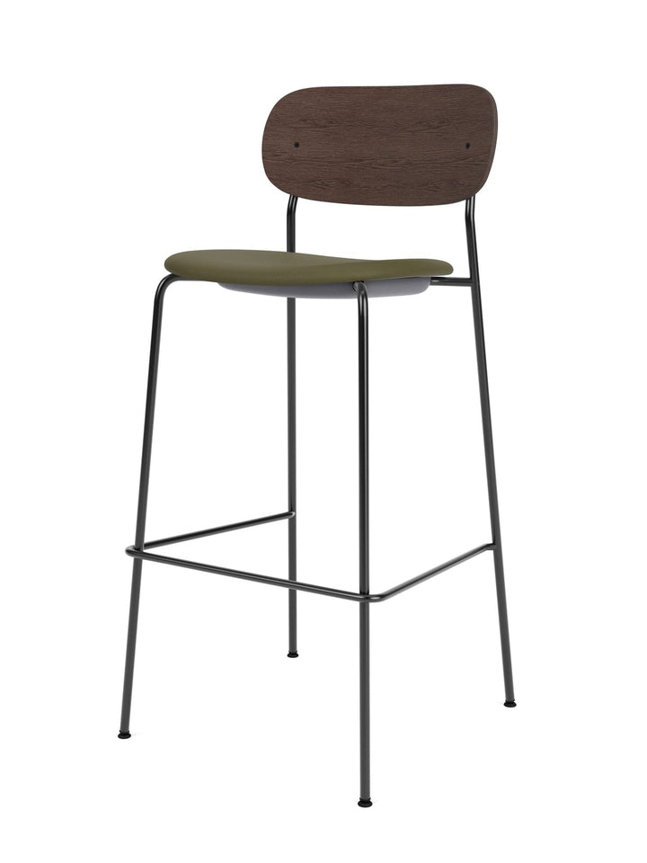 Co Bar Chair, Seat Upholstered by Audo Copenhagen - The Co Chair Collection is defined by its contoured form and warm materials. Conceived in collaboration with Norm Architects and Els Van Hoorebeeck, the Co Bar/Counter Chair is shaped with a wide back an