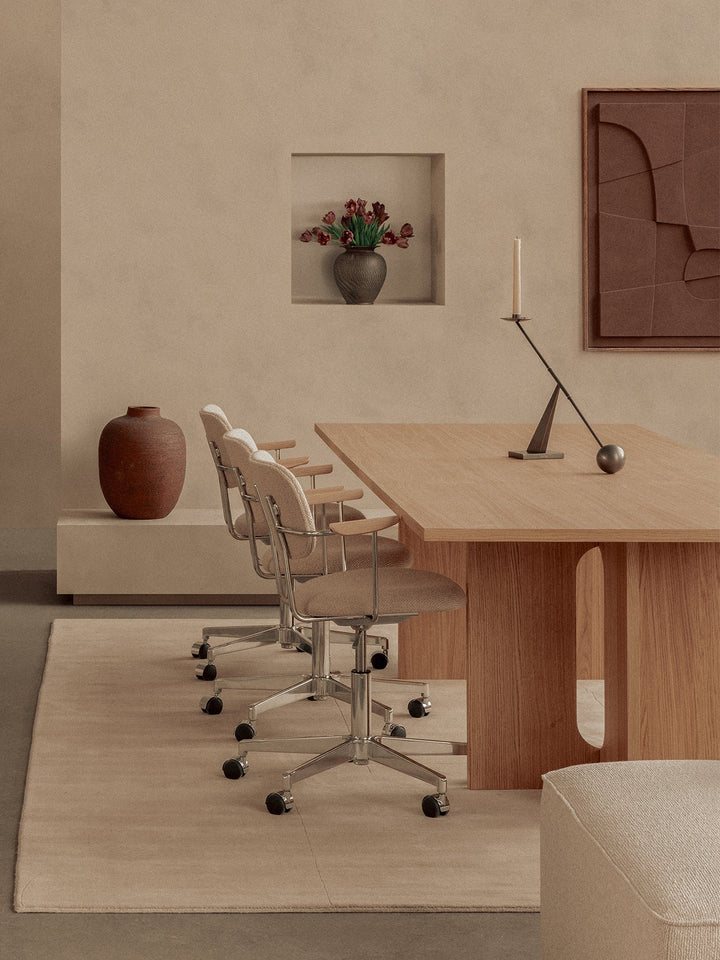 Co Task Chair, Fully Upholstered w/armrest, Aluminium base by Audo Copenhagen - The Co Task Armchair seamlessly integrates sitting comfort and flexible function into its minimalist expression. Designed for a wide range of work settings and set on a five-s