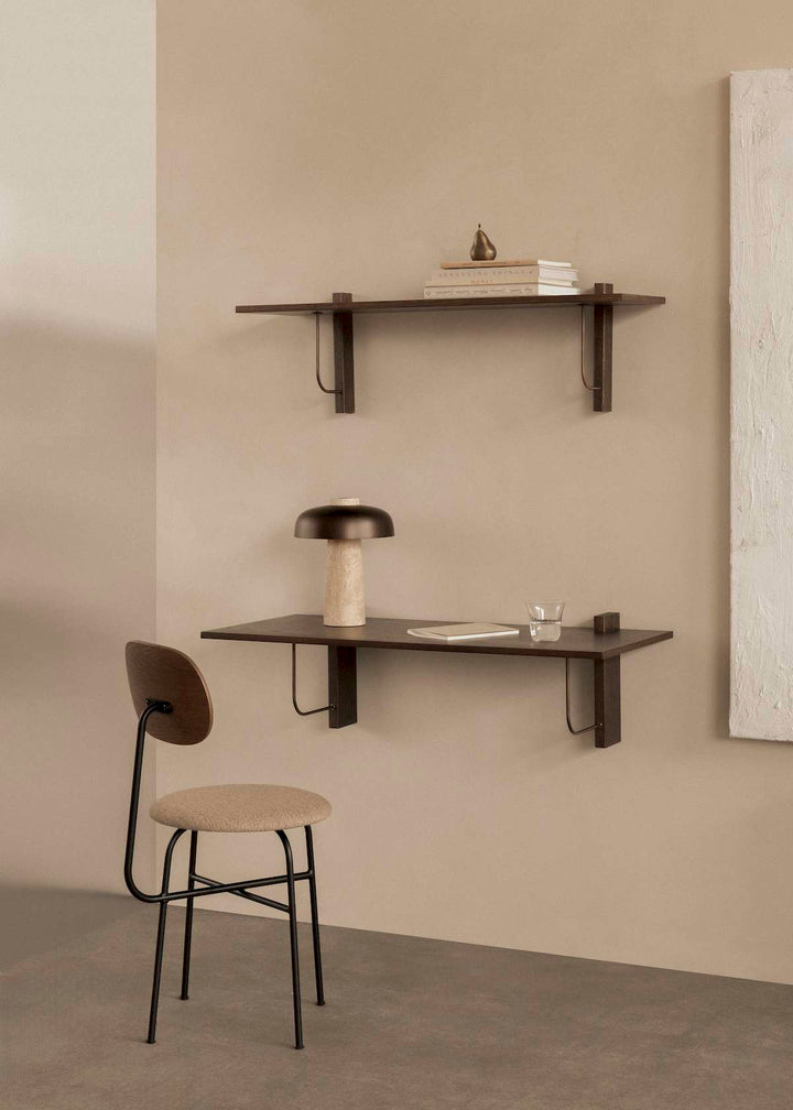 Audo Corbel Desk Shelf by Audo Copenhagen - The Corbel Wall Desk is a versatile and stylish solution for remote work and compact home settings. Inspired by weight-bearing architectural brackets, this desk features solid wood edges and a smooth linoleum su