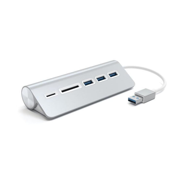 Satechi 3-Port USB 3. Hub w/ Card Reader The Satechi Aluminium USB 3.0 Hub and Card Reader adds three USB ports and two card reader slots (Micro and SD card reader) to your computer. This allows you to connect and use USB devices such as digital cameras,