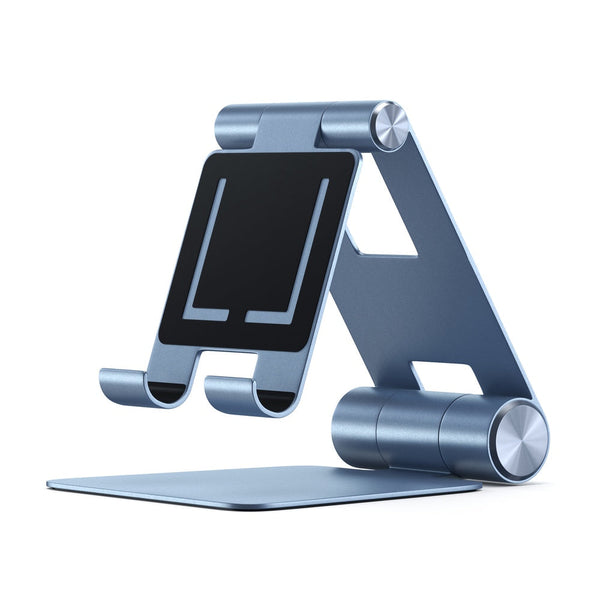 Satechi R1 Foldable Mobile Stand for Laptops & Tablets The Satechi R1 stand quickly elevates any mobile device or tablet for an optimal viewing experience. Constructed from solid aluminium, the R1's supporting grips are finished in rubber to hold your tab
