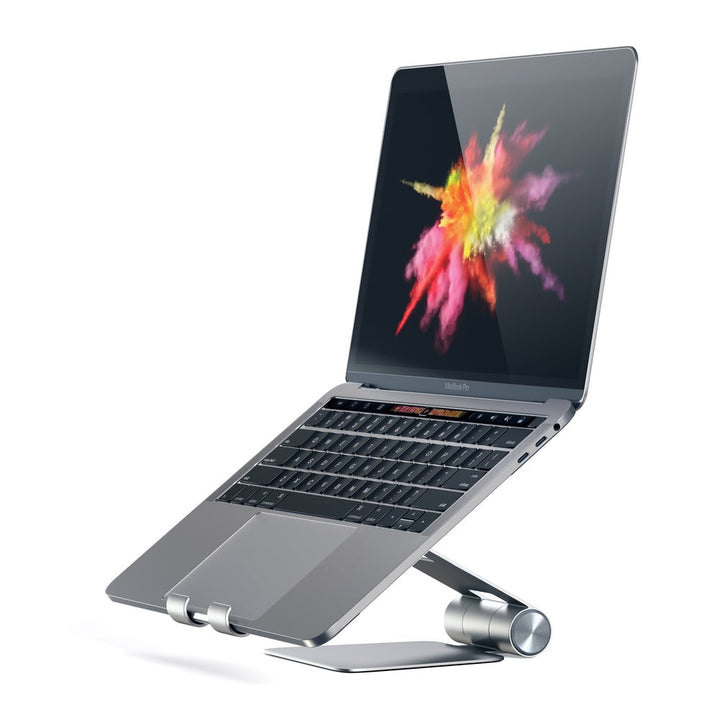Satechi R1 Foldable Mobile Stand for Laptops & Tablets The Satechi R1 stand quickly elevates any mobile device or tablet for an optimal viewing experience. Constructed from solid aluminium, the R1's supporting grips are finished in rubber to hold your tab