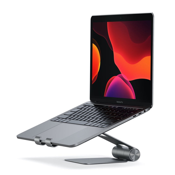 Satechi R1 Foldable Mobile Stand for Laptops & Tablets The Satechi R1 stand quickly elevates any mobile device or tablet for an optimal viewing experience. Constructed from solid aluminium, the R1's supporting grips are finished in rubber to hold your tab