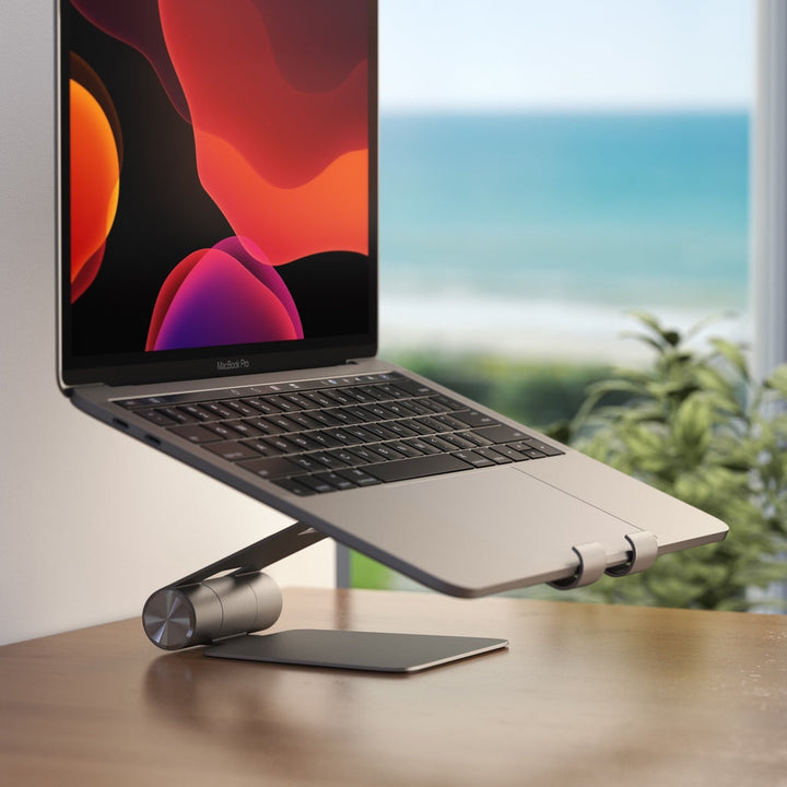 Satechi R1 Foldable Mobile Stand for Laptops & Tablets The Satechi R1 stand quickly elevates any mobile device or tablet for an optimal viewing experience. Constructed from solid aluminium, the R1's supporting grips are finished in rubber to hold your tab