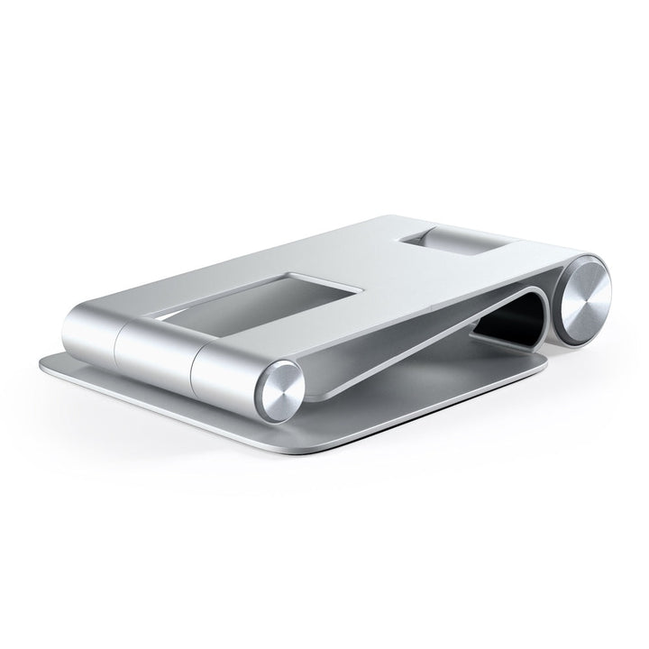 Satechi R1 Foldable Mobile Stand for Laptops & Tablets The Satechi R1 stand quickly elevates any mobile device or tablet for an optimal viewing experience. Constructed from solid aluminium, the R1's supporting grips are finished in rubber to hold your tab
