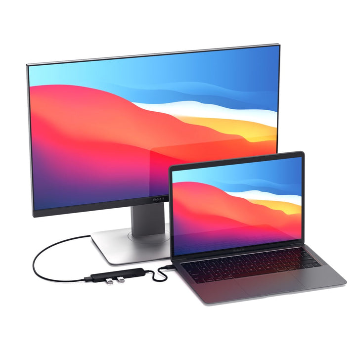 Satechi Slim USB-C Multiport Adapter (V1) The Satechi Slim USB-C Multiport Adapter 4K adds a plethora of connections to your laptop or desktop, just by using one USB-C port. Add 4K HDMI (up to 60Hz), pass-through charging, and two USB Type-A ports to your