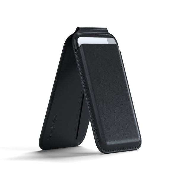 Satechi Magnetic Wallet Stand for iPhone The Satechi Vegan-Leather Magnetic Wallet Stand perfectly combines style, functionality, and sustainability – a powerful add-on accessory and the perfect companion for your everyday needs. Designed with MagSafe-com