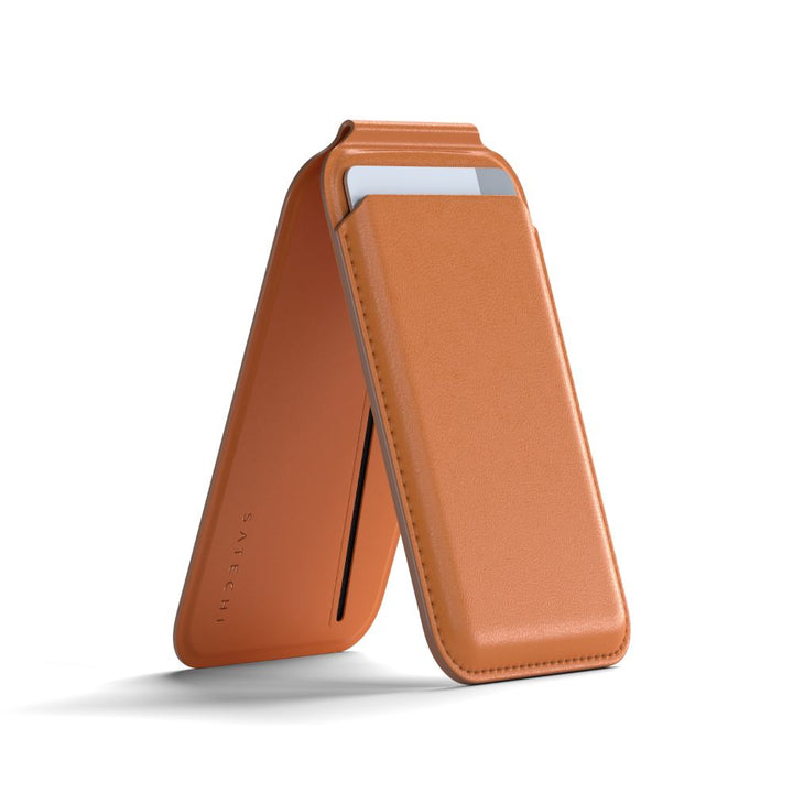 Satechi Magnetic Wallet Stand for iPhone The Satechi Vegan-Leather Magnetic Wallet Stand perfectly combines style, functionality, and sustainability – a powerful add-on accessory and the perfect companion for your everyday needs. Designed with MagSafe-com