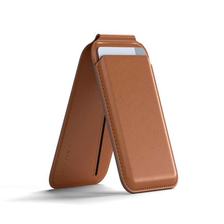 Satechi Magnetic Wallet Stand for iPhone The Satechi Vegan-Leather Magnetic Wallet Stand perfectly combines style, functionality, and sustainability – a powerful add-on accessory and the perfect companion for your everyday needs. Designed with MagSafe-com