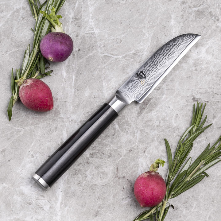 Shun Classic small kitchen knife with ebony pakkawood handle
