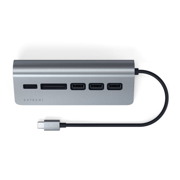 Satechi USB-C Combo Hub for Desktop The USB-C Combo Hub for Desktop allows you to connect all your standard USB devices to your USB-C smartphone, tablet or laptop. Whether it’s a USB thumb drive, external HDD or SD card, quickly transfer large files, down