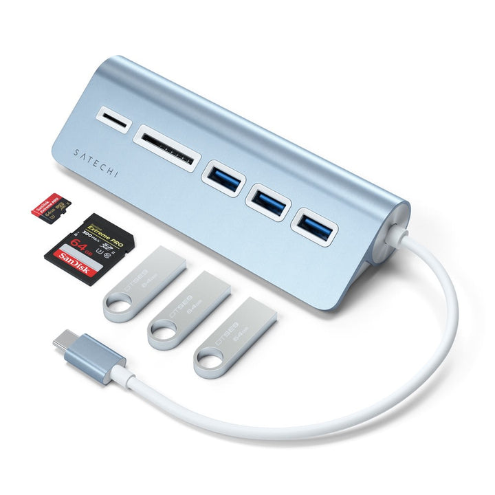 Satechi USB-C Combo Hub for Desktop The USB-C Combo Hub for Desktop allows you to connect all your standard USB devices to your USB-C smartphone, tablet or laptop. Whether it’s a USB thumb drive, external HDD or SD card, quickly transfer large files, down