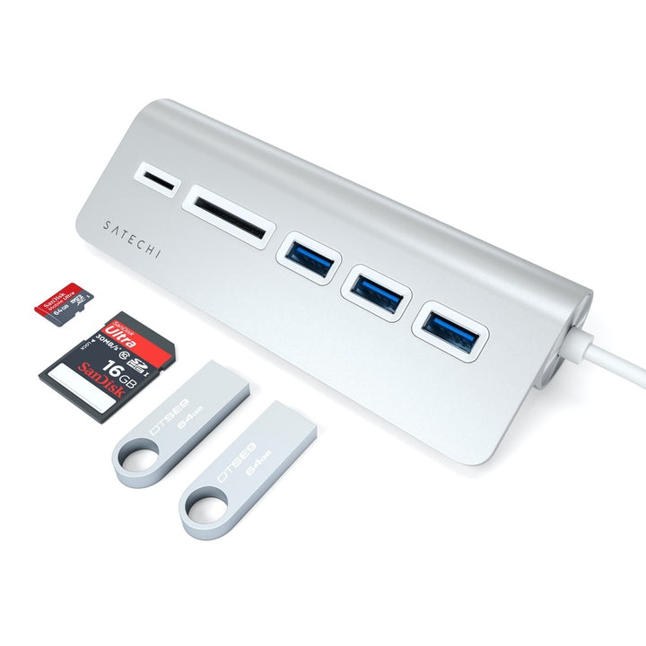 Satechi USB-C Combo Hub for Desktop The USB-C Combo Hub for Desktop allows you to connect all your standard USB devices to your USB-C smartphone, tablet or laptop. Whether it’s a USB thumb drive, external HDD or SD card, quickly transfer large files, down