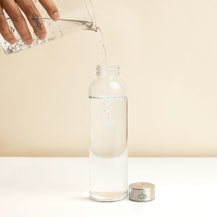 Shun Lotus glass mixing bottle with stainless steel lid