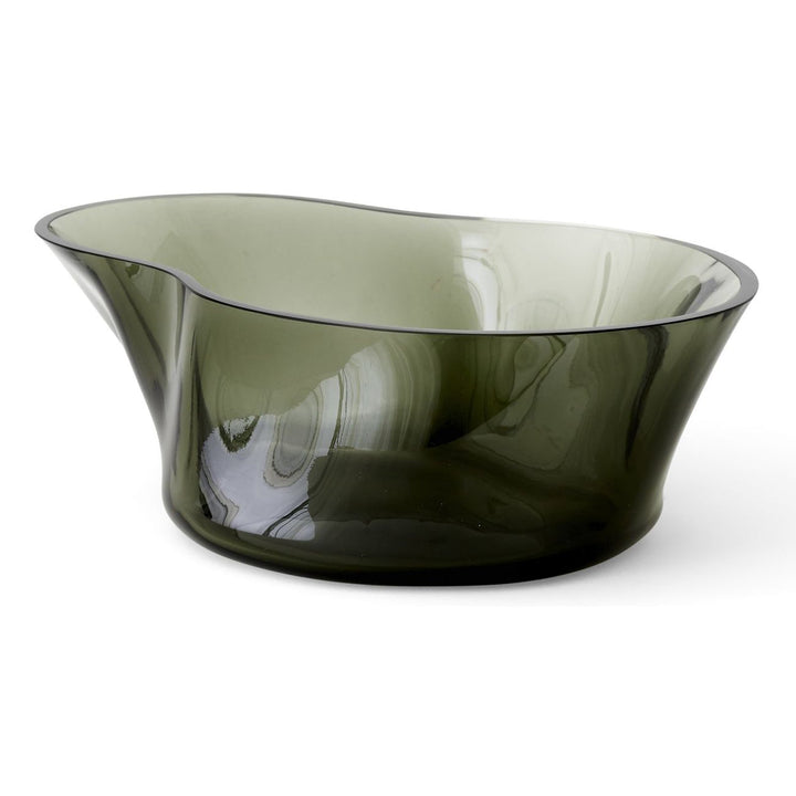 Aer Bowl by Audo Copenhagen - The undulating Aer Bowl in smoke glass brings sculptural appeal to surfaces—whether filled with treats or placed on a surface as a decorative object. Taking its cues from the spiralling movement of air seen through smoke or m