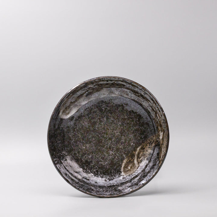 24cm handcrafted bowl featuring a deep brushstroke black glaze with a smooth semi-matte finish.