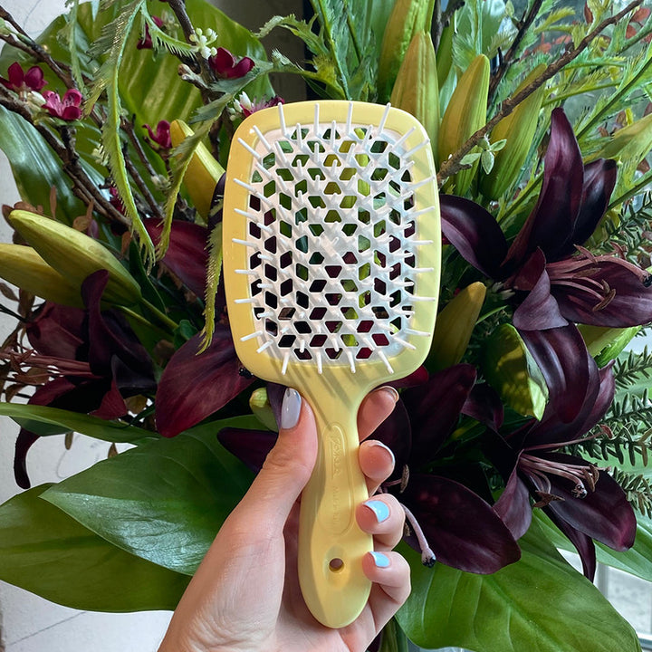 Janake Super Brush ( Multi Colours ) | Australian Stockist This brush features vented styling and nylon bristles, suitable for all hair types. Introducing The Superbrush by Janeke, a beloved patented styling brush that detangles with ease, speeds up blow