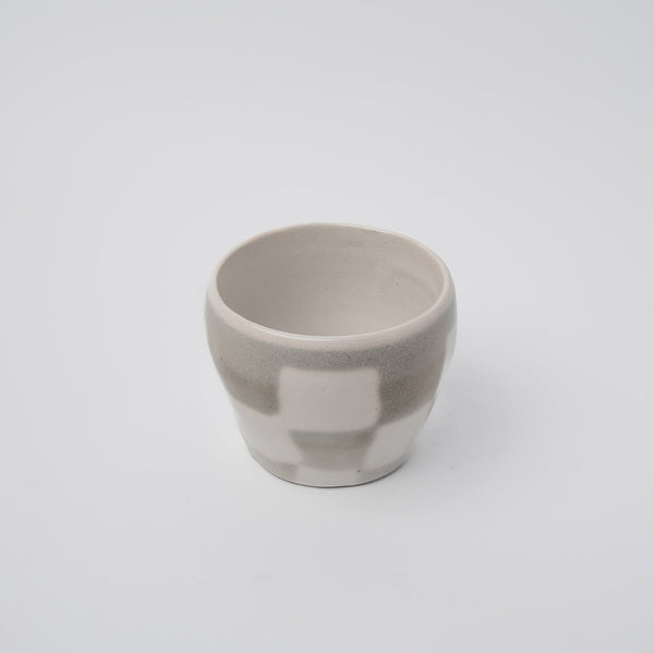 Cup 8cm 160ml Cream Grey Check Design