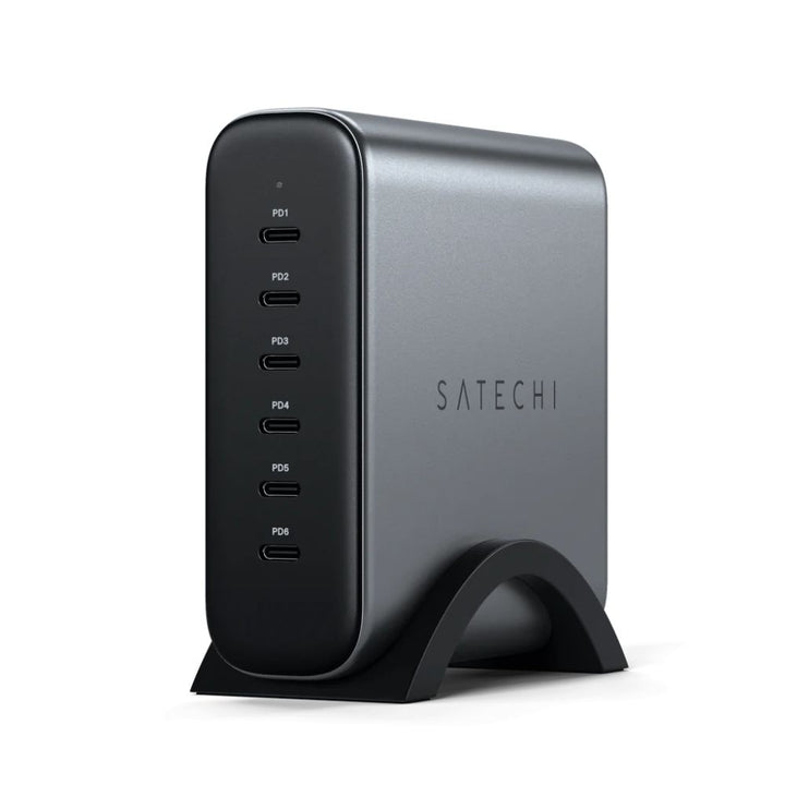 Satechi USB-C 200W USB-C 6-Port GaN Charger This elegant yet powerful charger allows you to charge up to 6 devices simultaneously driven by industry-leading GaN technology for a fast, reliable, and safe charge. By swapping out silicon for gallium nitride