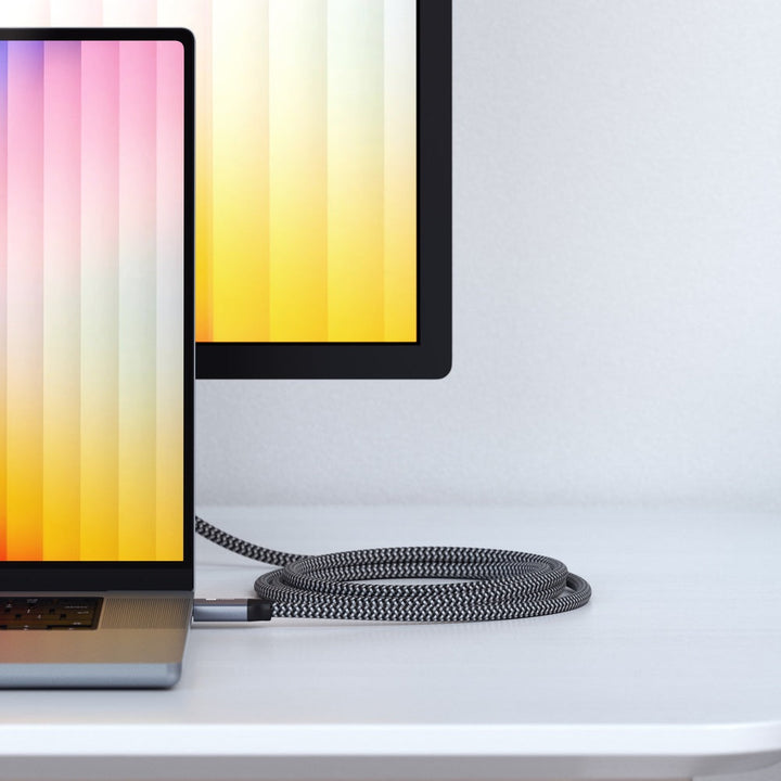 Satechi 8K Ultra High Speed HDMI Cable (2 metre) This high-strength 2M braided cable is the perfect solution to connect your laptop, tablet, or streaming device to your Ultra HD High-Speed HDMI setup. This latest HDMI version supports higher video resolut