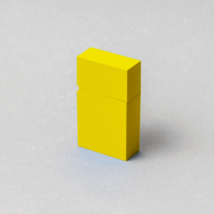 TSUBOTA PEARL Hard Edge Yellow Lighter, handcrafted petrol lighter in vibrant yellow.