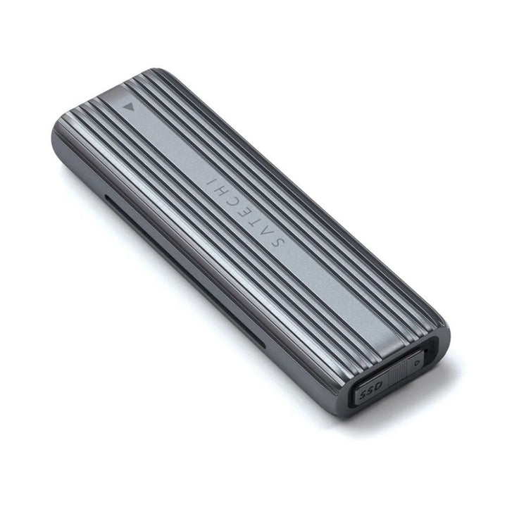 Satechi USB-C NVME / SATA SSD Enclosure This tool-free NVMe SSD enclosure can easily connect an M.2 NMVe SSDs or M.2 SATA SSDs with your computer to expand storage, upgrade the system, back up files, retrieve and recover data, and transfer data. Plug and