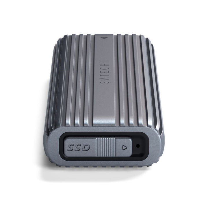 Satechi USB-C NVME / SATA SSD Enclosure This tool-free NVMe SSD enclosure can easily connect an M.2 NMVe SSDs or M.2 SATA SSDs with your computer to expand storage, upgrade the system, back up files, retrieve and recover data, and transfer data. Plug and