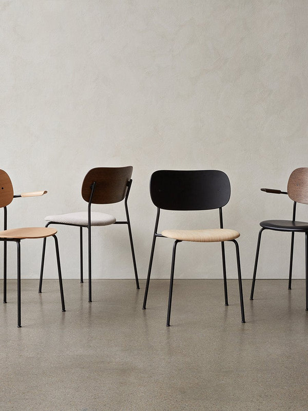 Co Dining Chair, Black steel, Veneer by Audo Copenhagen - Together, mutually, in common: the words that define the prefix ‘co-’ are at the heart of our new Co Chair design. Conceived in collaboration with The Office Group and Norm Architects, the multi-fu