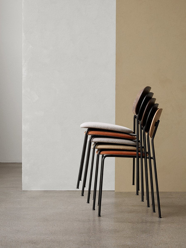 Co Dining Chair, Black steel, Veneer by Audo Copenhagen - Together, mutually, in common: the words that define the prefix ‘co-’ are at the heart of our new Co Chair design. Conceived in collaboration with The Office Group and Norm Architects, the multi-fu