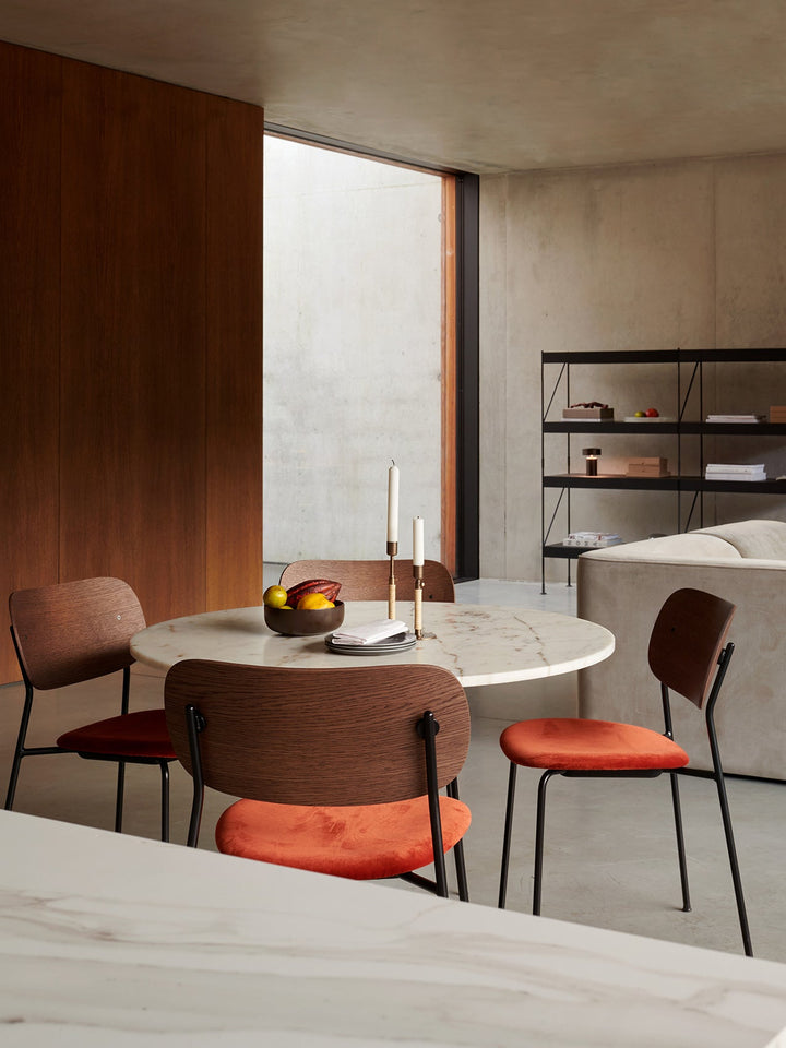 Co Dining Chair, Black steel, Veneer by Audo Copenhagen - Together, mutually, in common: the words that define the prefix ‘co-’ are at the heart of our new Co Chair design. Conceived in collaboration with The Office Group and Norm Architects, the multi-fu