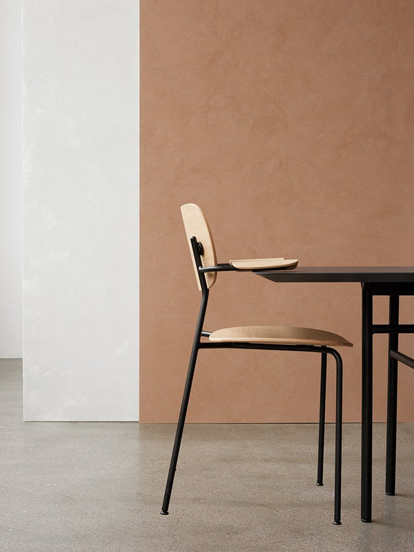 Co Dining Chair, with armrest, Black, Veneer by Audo Copenhagen - Together, mutually, in common: the words that define the prefix ‘co-’ are at the heart of our new Co Dining Chair design. Conceived in collaboration with The Office Group and Norm Architect