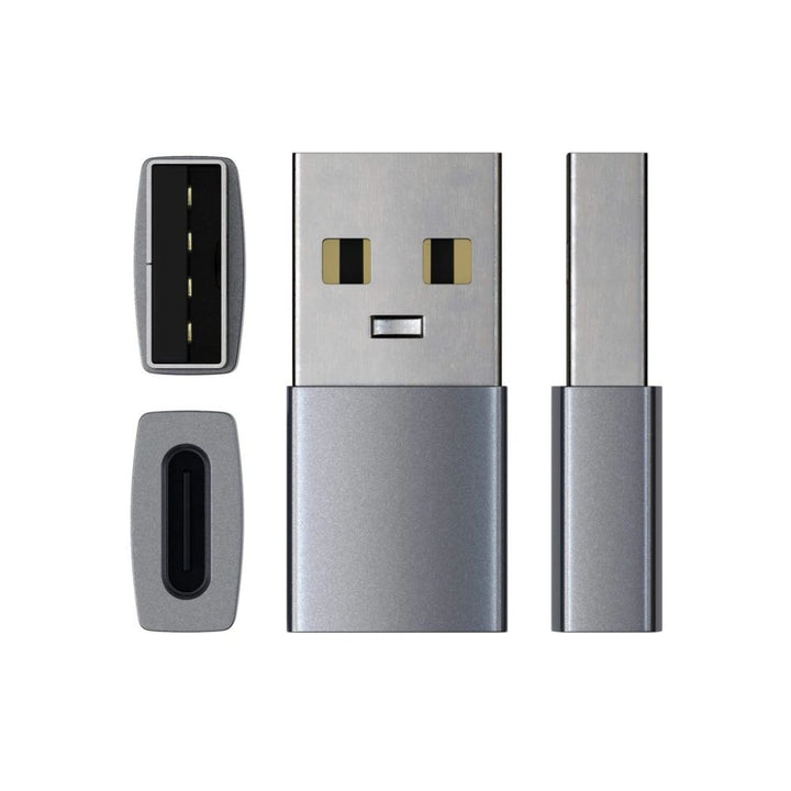 Satechi Aluminium USB-A to USB-C Adapter Transform your standard USB port into USB-C with the Satechi USB-A to USB-C Adapter. The ultra-compact adapter helps to ease the transition to USB-C, so there is no need to throw out your older USB devices and cabl