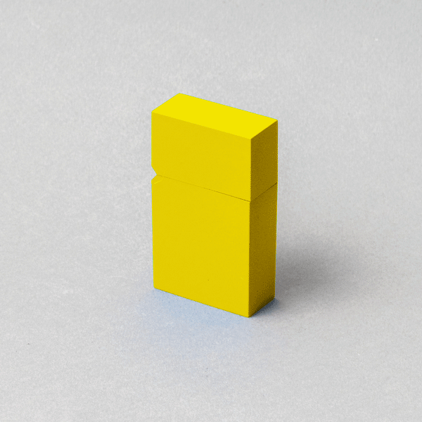 TSUBOTA PEARL Hard Edge Yellow Lighter, handcrafted petrol lighter in vibrant yellow.