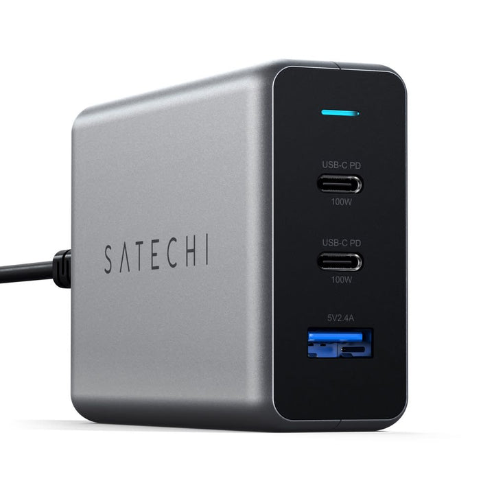 Satechi 100W USB-C PD GaN Compact Charger Upgrade to next-gen charging with the Satechi 100W USB-C PD Compact GaN Charger, featuring powerful Gallium nitride (GaN) technology for a noticeably faster, more efficient charge. Equipped with dual USB-C PD port