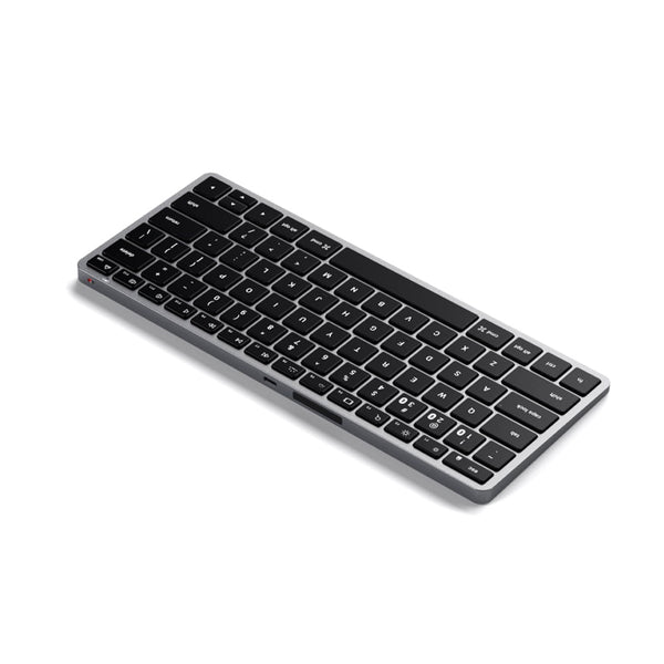 Satechi Slim X1 Bluetooth Backlit Keyboard (Space Grey) Upgrade your on-the-go setup with the Satechi Slim X1 Bluetooth Backlit Keyboard. Designed with Apple users in mind, the keyboard features a full QWERTY layout, multi-device Bluetooth connection, and