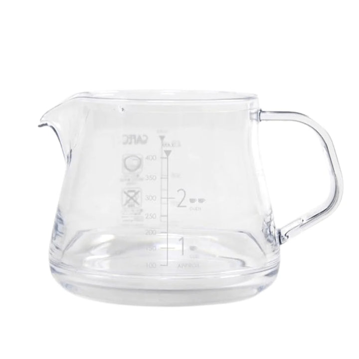 Pour-over coffee server with measurement markings, 400ml