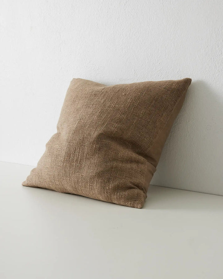 Domenica Clay With a soft, vintage feel, Domenica is a plain linen blend cushion with a chunky texture featured on one side. In seven on-trend colours, the shade Clay is an earthy brown that is ideal for a rich, nature-inspired aesthetic. With a woven raw