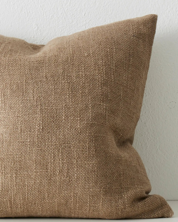 Domenica Clay With a soft, vintage feel, Domenica is a plain linen blend cushion with a chunky texture featured on one side. In seven on-trend colours, the shade Clay is an earthy brown that is ideal for a rich, nature-inspired aesthetic. With a woven raw