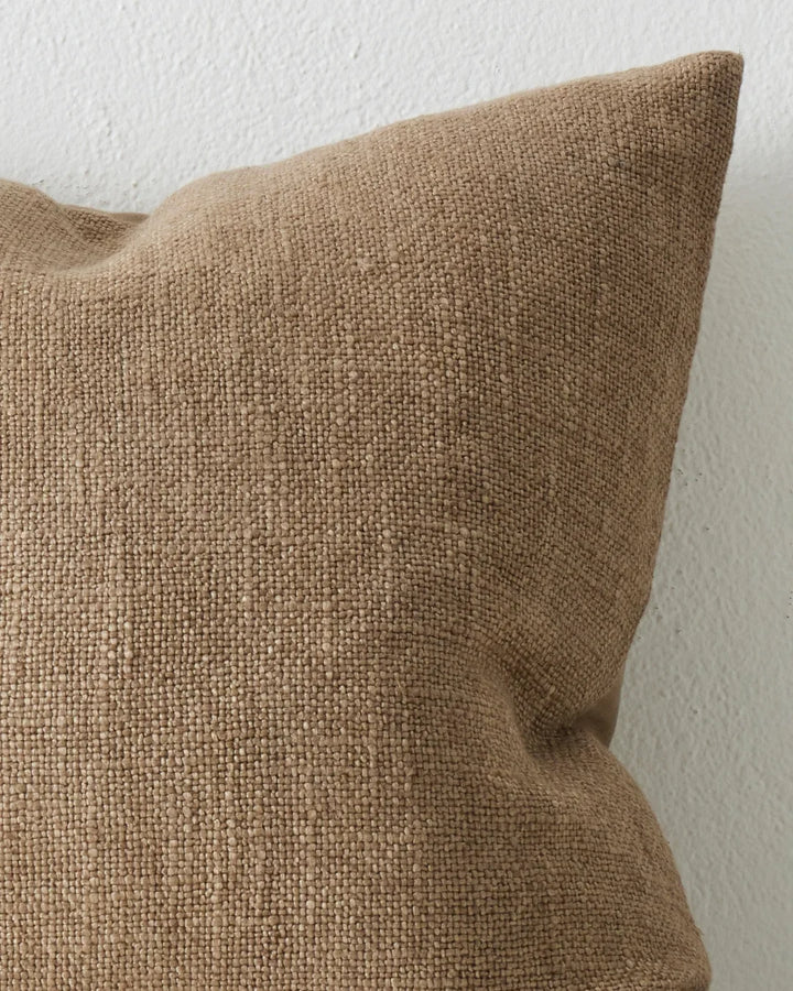 Domenica Clay With a soft, vintage feel, Domenica is a plain linen blend cushion with a chunky texture featured on one side. In seven on-trend colours, the shade Clay is an earthy brown that is ideal for a rich, nature-inspired aesthetic. With a woven raw