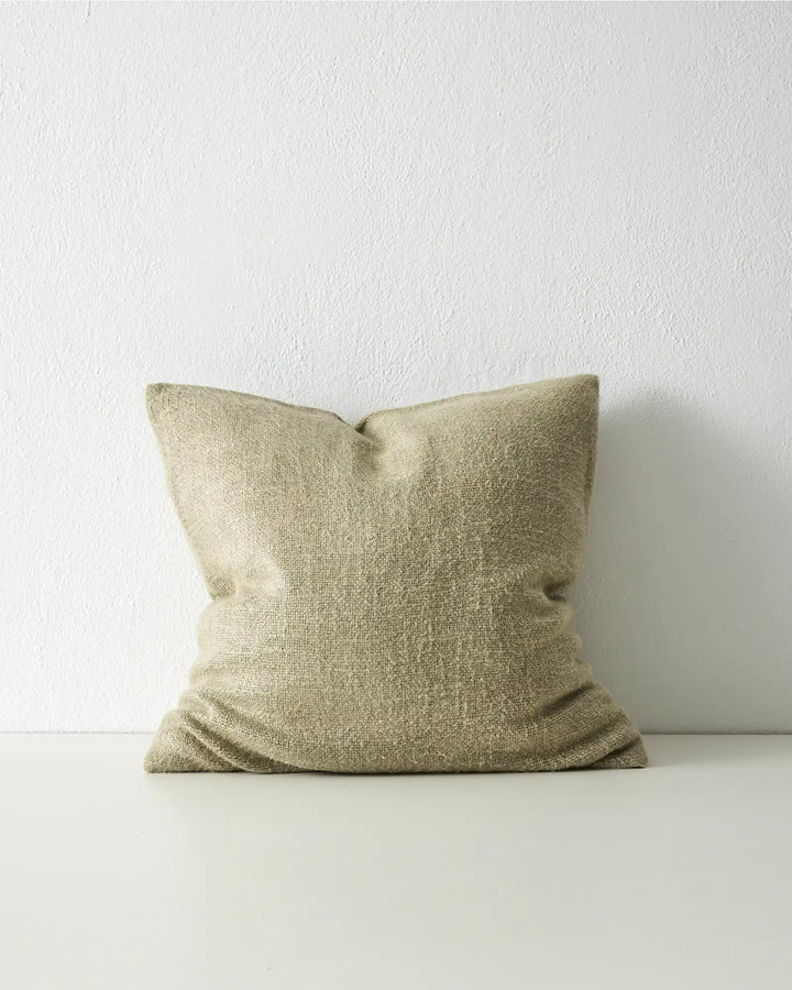 Domenica Sage With a soft, vintage feel, Domenica is a plain linen blend cushion with a chunky texture featured on one side. In seven on-trend colours, the shade Sage brings a soft, olive hue for a natural look. With a woven raw-look yarn, Domenica is a r