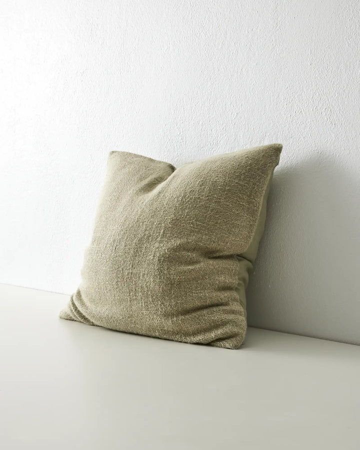 Domenica Sage With a soft, vintage feel, Domenica is a plain linen blend cushion with a chunky texture featured on one side. In seven on-trend colours, the shade Sage brings a soft, olive hue for a natural look. With a woven raw-look yarn, Domenica is a r