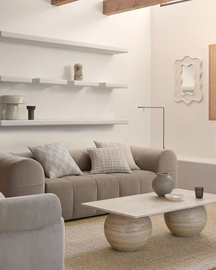 Adriana Natural A woven mix of lustrous chenille and dry natural fibres gives Adriana a chic finish and luxe feel. The Natural colourway is your go to neutral, pairing linen with sandstone stripes.Timeless and classic in its texture, Adriana is suited to