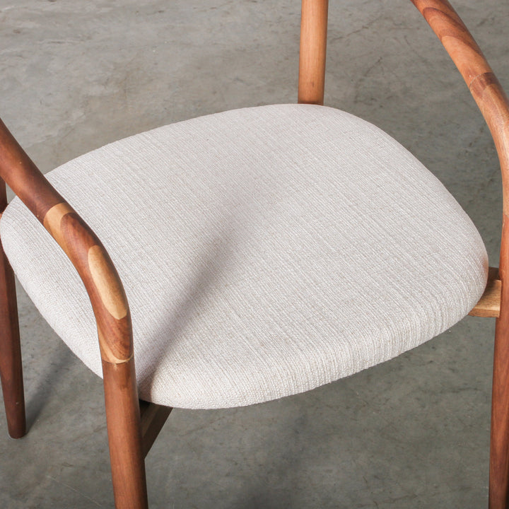 Essence Dining Chair Fabric/Walnut featuring fabric upholstery and curved walnut frame.