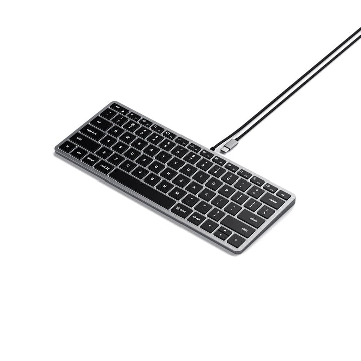 Satechi Slim W1 Wired USB-C Backlit Keyboard (Space Grey) The Slim W1 Wired Backlit Keyboard is your modern, compact solution to upgrading your Mac setup. Featuring a full QWERTY layout, convenient function keys, and adjustable backlit keys, all with a ha