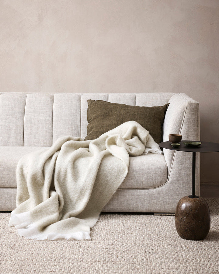 Arcadia Cushion Raw texture is celebrated in stunning natural tones. Handwoven in 100% linen, the Arcadia features a 1cm flange edge, enhancing strength and durability while creating an easy and contemporary aesthetic. The natural charcoal tone and lumbar