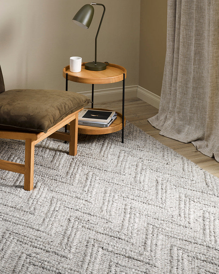 Arrowtown Floor Rug Create a peaceful interior with the soft wool blend of the Arrowtown. A simplistic raised chevron weave instils character and adds a beautiful, textural feel underfoot. Australian Stock Buy at beon.com.au