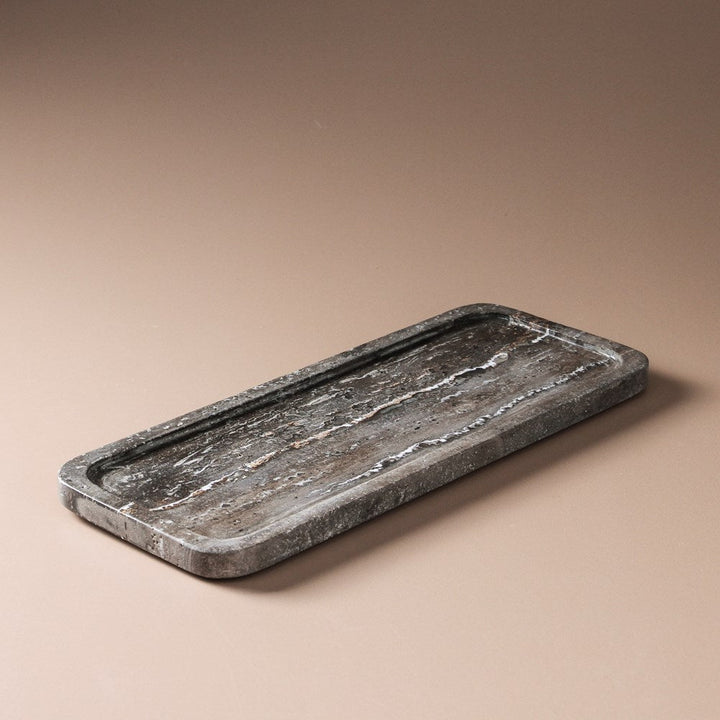 Arya Tray Grey Travertine Large - Few and Far - Decorative Trays