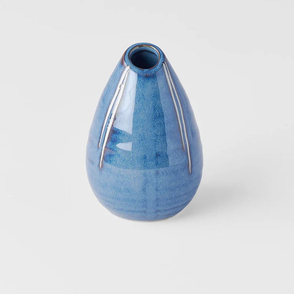 Pinecone Vase / Blue W' White Stripe Glaze